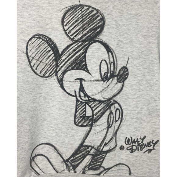Disney Mickey Mouse Sweater Womens Extra Small Gray Hoodie Sweatshirt Pockets - Picture 3 of 8